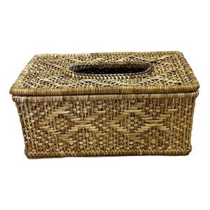 Crown‎ | Fish Woven/Wicker Rattan Tissue Box Decor Brown
